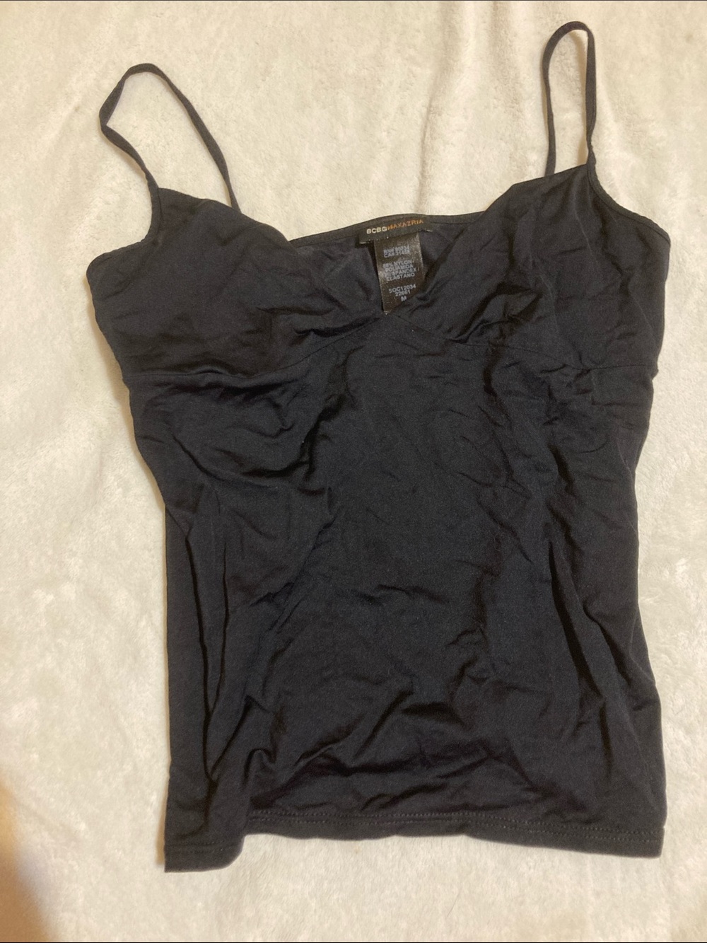 BCBGMaxAzria Black Slim Spaghetti Strap Cami